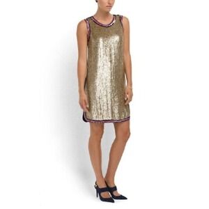 Cynthia Rowley Gold Metallic Sequin Mini Dress Flapper $398 NWT S US2